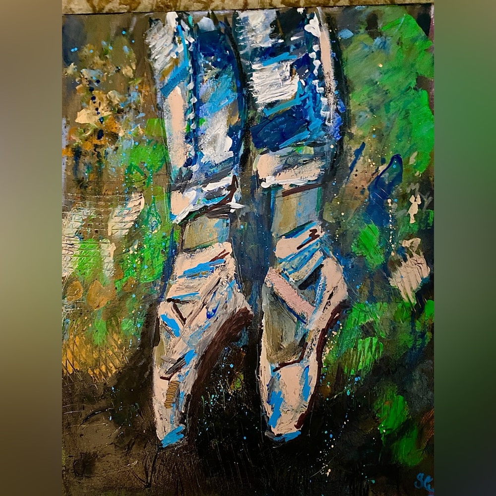“En Pointe”. Acrylic on Stretched Canvas Original artwork. 16” x 20”
